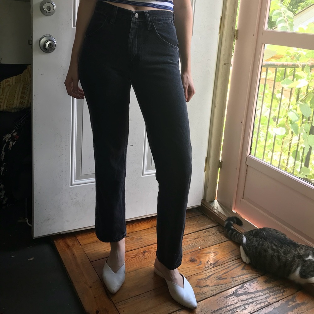 Rustler Vintage straight high waisted black jeans